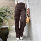 Women's High-Waist Utility Cargo Pants with Wide Leg and Knee Panels Fashion Glam