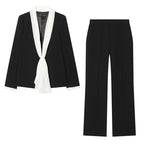 Women's elegant high-waisted wide-leg suit pants with crease Fashion Glam