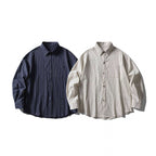 Unisex Oversize shirt in pinstripe look with breast pocket and rounded hem Fashion Glam