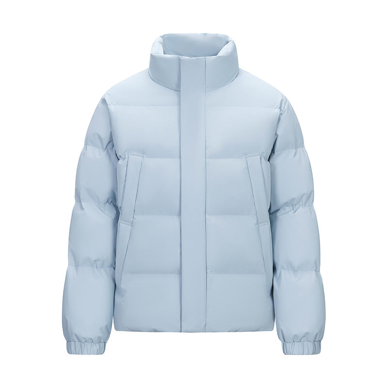 Men's Padded Quilted Jacket with High Stand-Up Collar and Concealed Zip Fashion Glam
