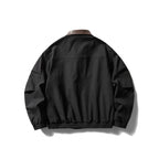 Men's loose-fitting zip jacket with contrast collar made of faux leather and elastic hem Fashion Glam