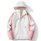 Men's Colorblock Softshell Trekker Jacket with Hood, Concealed Zippers and Side Pockets Fashion Glam