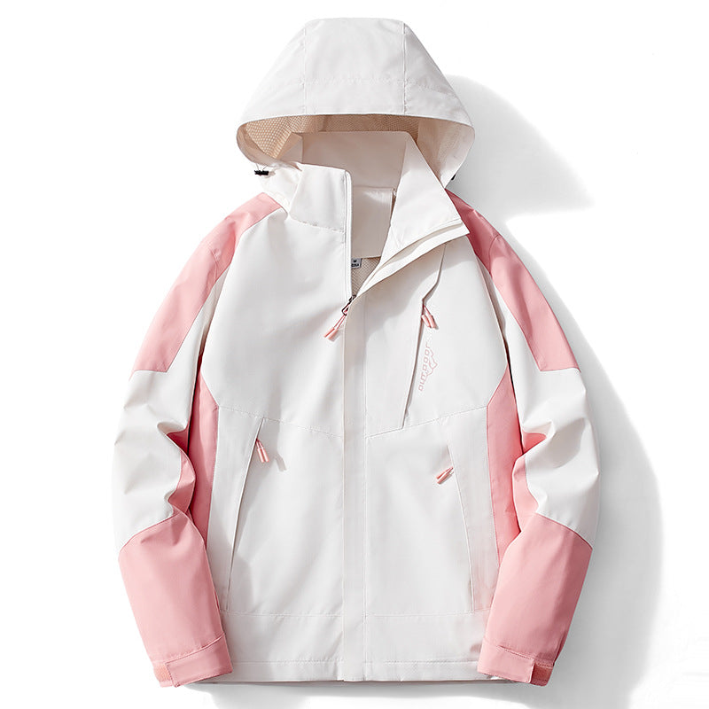 Men's Colorblock Softshell Trekker Jacket with Hood, Concealed Zippers and Side Pockets Fashion Glam