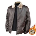 Men's aviator bomber jacket in nappa look with teddy lining and zippered pockets Fashion Glam