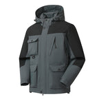 Men's Technical Utility Field Jacket with Hood, Multiple Pockets and Wind-Resistant Shell Fashion Glam