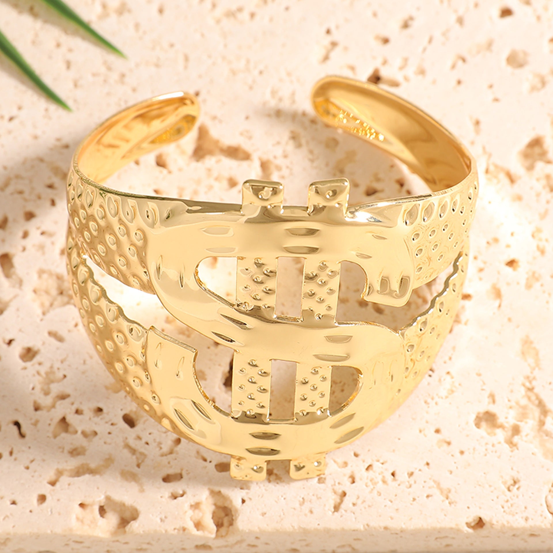 Ladies Open Bangle with Artistic Coral Pattern Fashion Glam