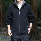 Men's hoodie fleece jacket with Sherpa lining, two-way zipper and wind-resistant front Fashion Glam