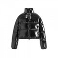 Women's short shiny padded jacket in cropped fit with high stand-up collar Fashion Glam