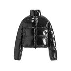Women's short shiny padded jacket in cropped fit with high stand-up collar Fashion Glam