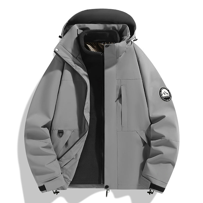 Women's two-layer softshell outdoor jacket with removable fleece inner jacket and hood Fashion Glam
