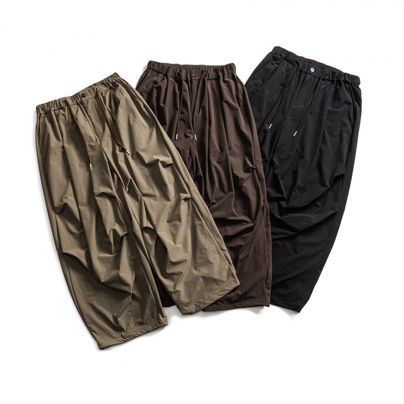 Unisex Wide Harem Pants with Drapes, Elastic Waistband and Drawstring Fashion Glam