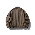 Men's loose-fitting zip jacket with contrast collar made of faux leather and elastic hem Fashion Glam