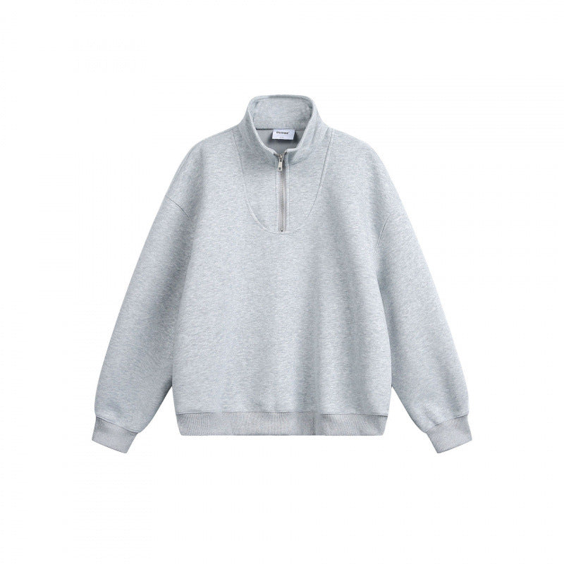 Unisex Lockeres Sweatshirt with short zipper, stand-up collar, and cotton fleece inside Fashion Glam