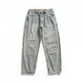 Men's Casual Straight-Leg Jeans with Used Wash and Destroyed Details Fashion Glam
