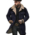 Men's Long Sherpa Coat with Faux Fur Lining and Suede Look Fashion Glam