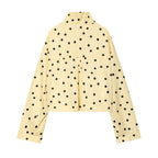 Women's Polka Dot Cropped Blouse with Stand Collar and Drawstring Fashion Glam