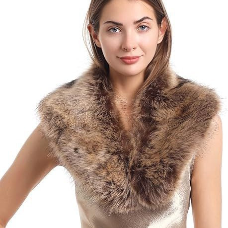 Women's Removable Faux Fur Stole with Voluminous Shawl Collar Fashion Glam