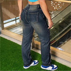 Women's High-Waisted Relaxed Jeans with Allover Bow Applications Fashion Glam