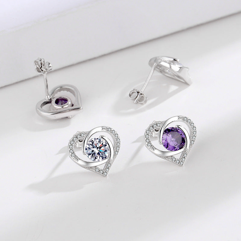 Ladies earrings in elegant heart design with shimmering zirconia Fashion Glam