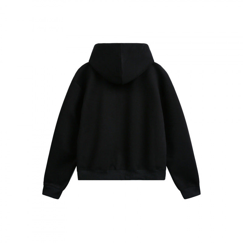Women's Boxy Hooded Sweat Jacket with Full Zip, Checkered Lined Hood and Kangaroo Pockets Fashion Glam