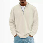 Men's ribbed knit pullover with half-zip and stand-up collar Fashion Glam