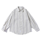 Men's oversized shirt in boxy cut with textured stripe pattern and rounded hem Fashion Glam
