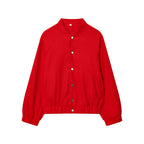 Women Oversized Wool Blend Bomber Jacket with Raglan Sleeves and Drawstring Hem Fashion Glam