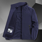 Men's Lightweight Cotton Blend Transitional Jacket with Stand-Up Collar and Concealed Zipper Fashion Glam