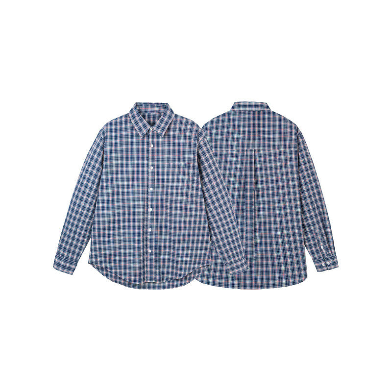 Men's Casual Check Shirt in Overshirt Style with Button-Down Collar and Rounded Hem Fashion Glam