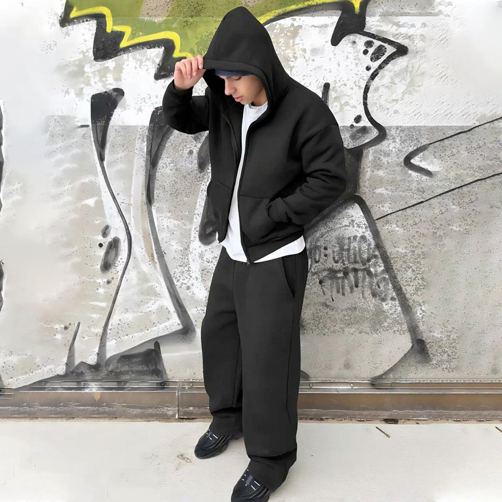 Men's Oversize Zip Hoodie and Relaxed Sweatpants Set Fashion Glam