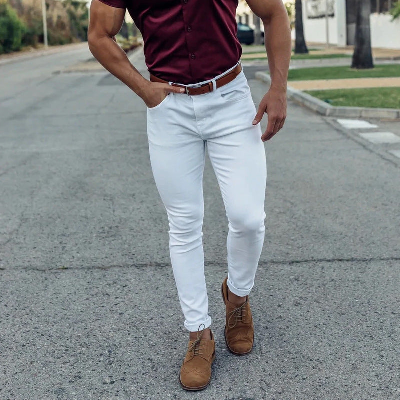 Men's Slim-Fit Chino Pants with Modern Design and Elastic Waist Fashion Glam