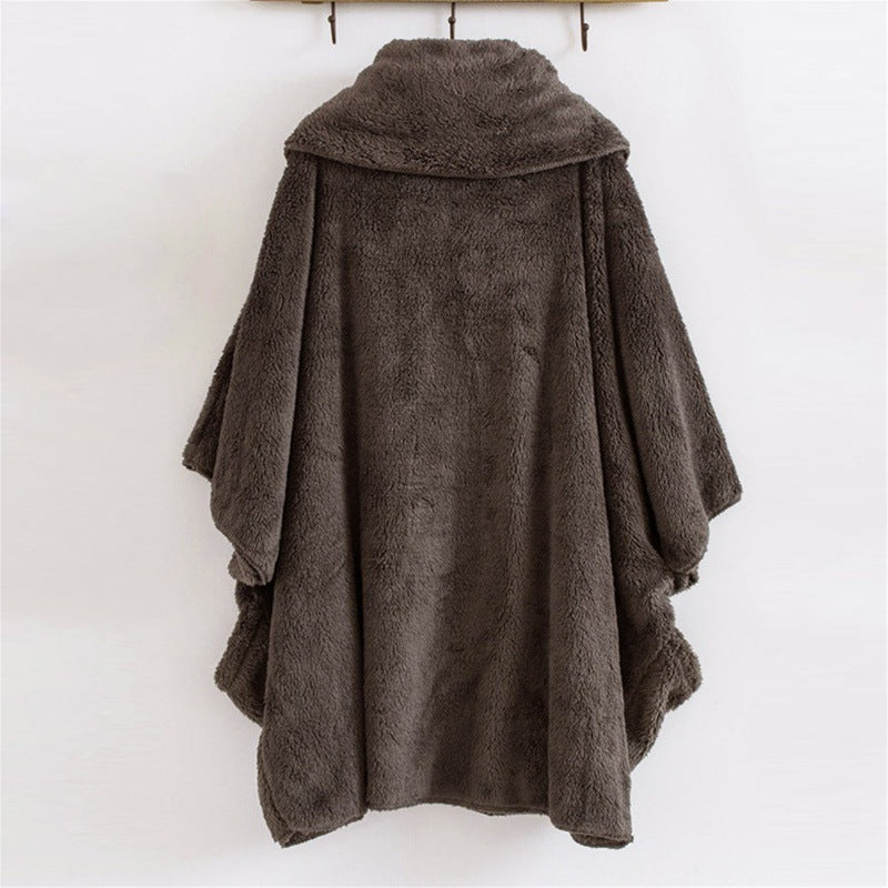 Women Oversize Cozy Poncho with large funnel neck and kangaroo pockets Fashion Glam