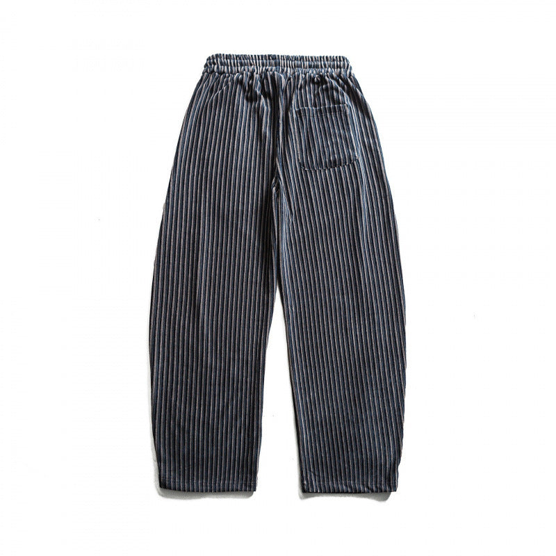 Unisex Wide Cord-Style Lounge Pants with Drawstring and Vertical Stripes Fashion Glam
