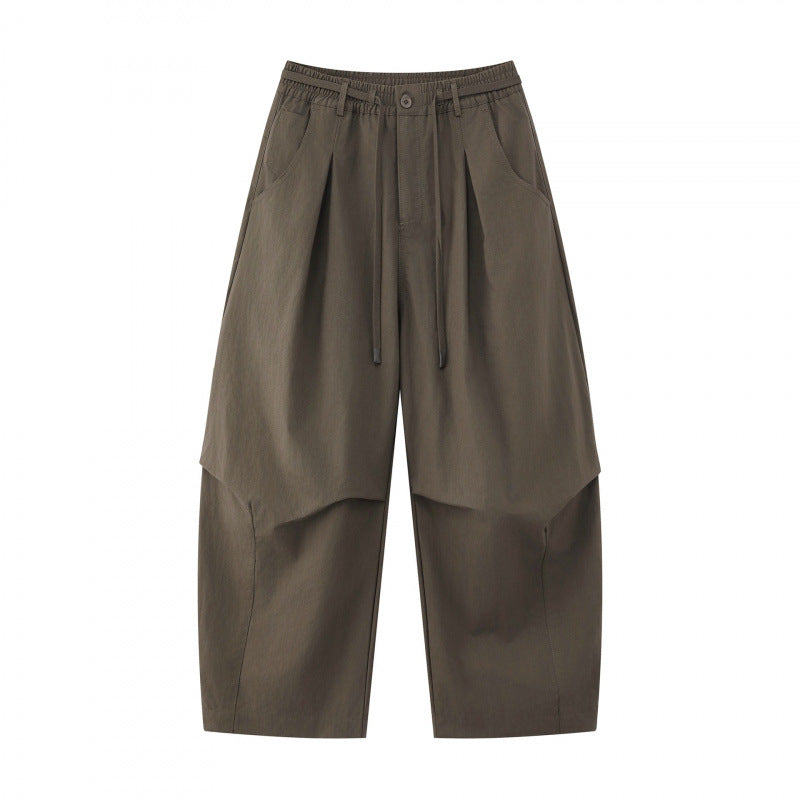 Unisex wide layered pants with balloon-shaped silhouette, high waist and drawstring Fashion Glam