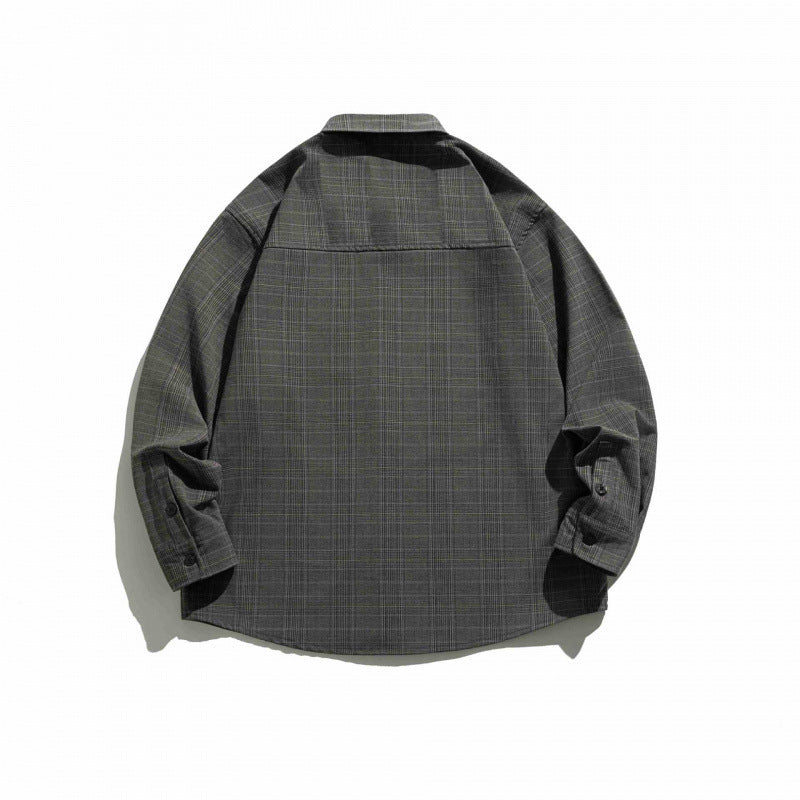 Unisex Checked Overshirt in Boxy Cut with Chest Flap Pocket and Shirt Collar Fashion Glam