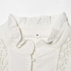 Ladies romantic Victorian lace blouse with stand-up collar and balloon sleeves Fashion Glam