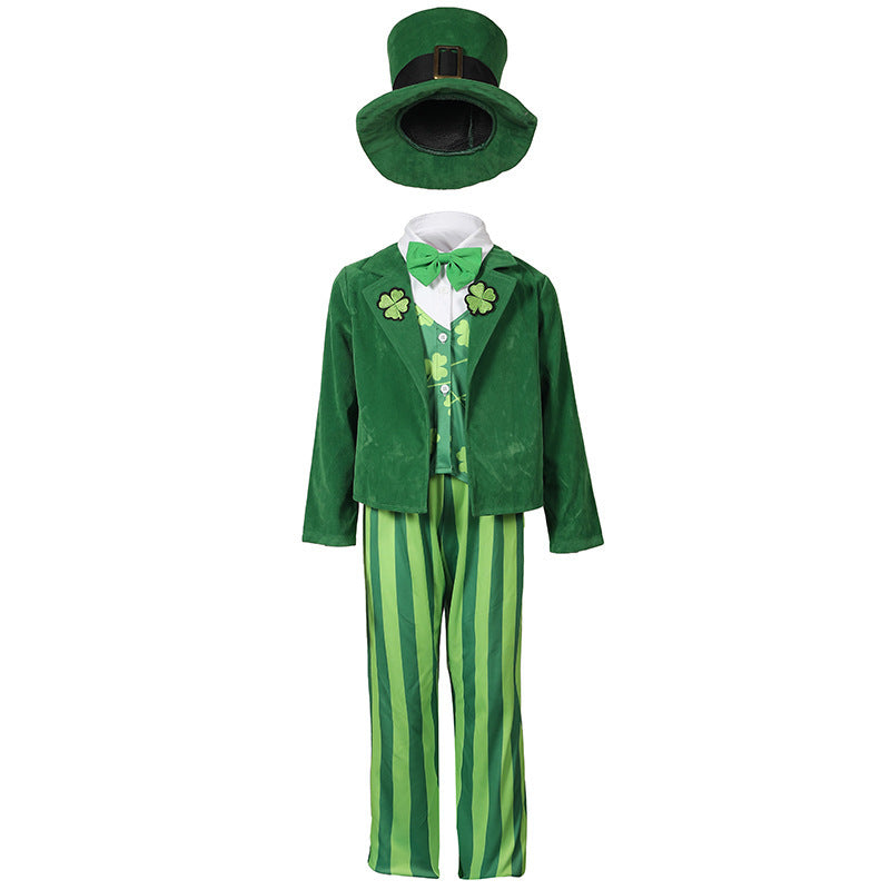Men's costume as Irish Leprechaun with hat and detailed accents Fashion Glam