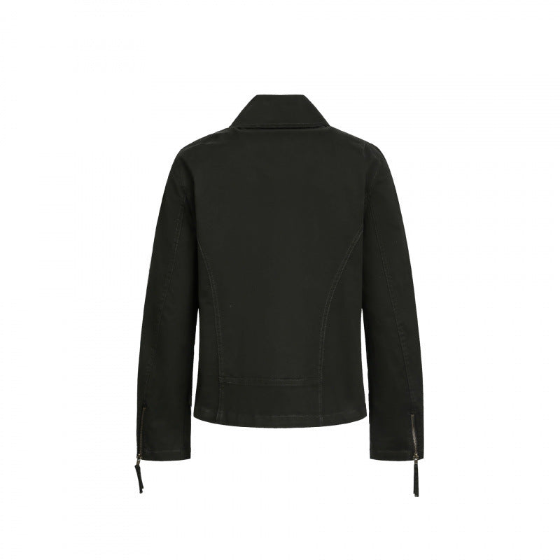 Men's Asymmetrical Biker Jacket with Diagonal Metal Zipper Fashion Glam