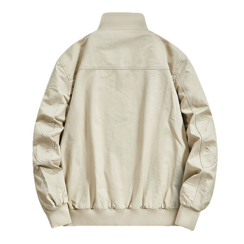 Men's cotton canvas blouson with ribbed cuffs and stand-up collar Fashion Glam