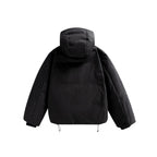 Unisex Short Padded Hooded Transition Jacket in Boxy Cut with High Stand Collar Fashion Glam