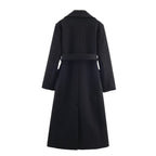 Women's wrap coat made of wool blend with belt at the waist and large patch pockets Fashion Glam