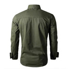Men's Long Sleeve Work Shirt with Double Chest Pockets and Durable Twill Fashion Glam