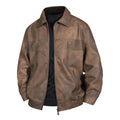 Men's Suede Look Bomber Jacket with Applied Logo and Zipper Fashion Glam