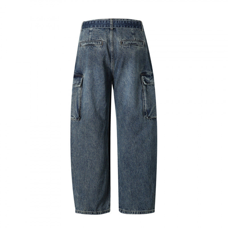 Women Cargo Jeans with High Waist, Wide Relaxed Fit and Removable Denim Belt Fashion Glam