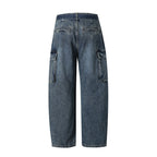 Women Cargo Jeans with High Waist, Wide Relaxed Fit and Removable Denim Belt Fashion Glam