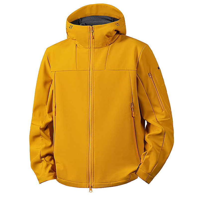 Men's wind and water-repellent softshell jacket with hood and tactical pockets Fashion Glam