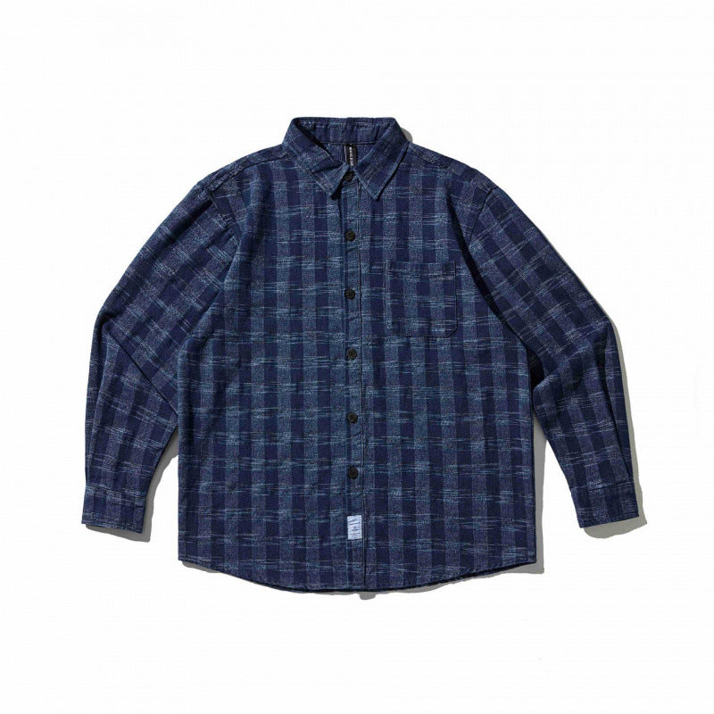 Unisex Boxy Overshirt Jacket made of lightweight cotton blend with check pattern and chest flap pocket Fashion Glam