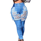 Women's high-waisted skinny jeans with intense fringe and slit details Fashion Glam