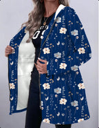 Women's Floral Print Hooded Parka with Padded Lining Fashion Glam