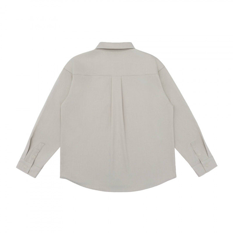 Unisex Oversize-Long Sleeve Shirt in Boxy Cut with Chest Pocket and Curved Hem Fashion Glam